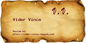Vider Vince névjegykártya